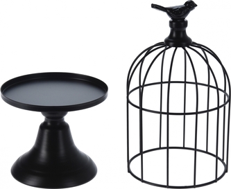 Černý etažér ptačí klec 29x12 cm