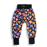 Dětské tepláky s vysokým pasem Barevná srdce; Barva: černá; Velikost: 104