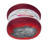 Příze SpagoYarn Rainbow - šedá, červená, vínová - 250g / 1000 m