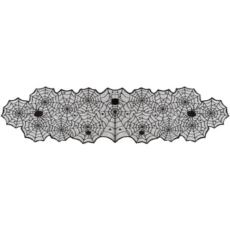 Halloweenská stolová šerpa - černá pavučina lemovaná 45 x 185 cm - Folat