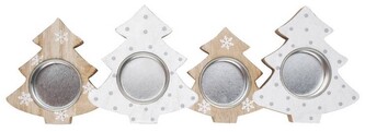 Svícen dřevo strom advent béžový/bílý 30x10 cm