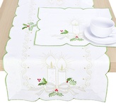 Ubrus Vánoční, Bílo zlatá svíce a jmelí, bílý 85 x 85 cm