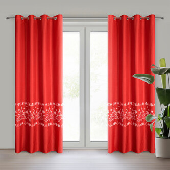 Vánoční dekorační závěs s kroužky HOLLY micro červená 140x250 cm (cena za 1 kus) MyBestHome