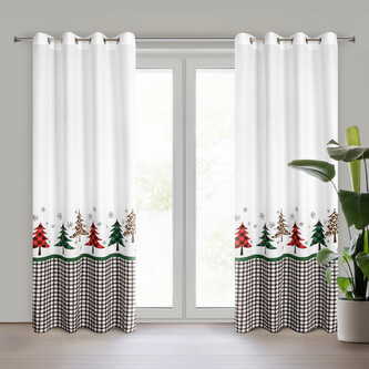 Vánoční dekorační závěs s kroužky FOREST micro bílá 140x250 cm (cena za 1 kus) MyBestHome