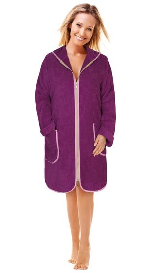 Froté župan dámský na zip - fialová - vel. XXXL