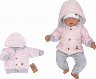 Z&Z Přechodová prošívaná bundička s kapucí - růžová, vel. 74; 74 (6-9m)