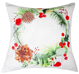 Vánoční polštář VELVET HOLLY 40x40 cm mikrovlákno motiv C