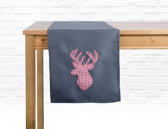 Vánoční ubrus - běhoun na stůl CHRISTMAS DEER šedá 35x175 cm