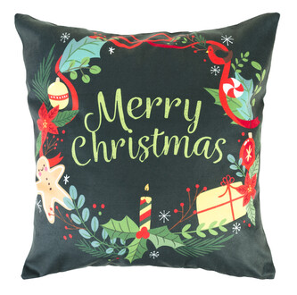 Vánoční polštář MERRY CHRISTMAS zelená motiv A 40x40 cm
