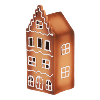 Domek perníkový - keramika, LED osvětlení, hnědý