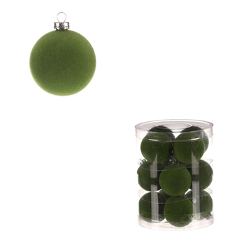 Kulaté sametové ozdoby - pr. 5 cm, zelené, cena za balení (12 ks).