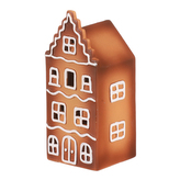 Domek perníkový - keramika, LED osvětlení, hnědý