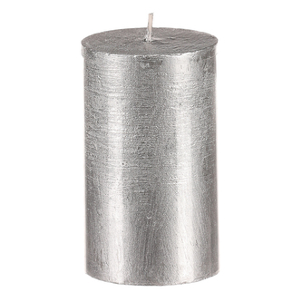 Svíčka sloupcovitá nižší - parafínový vosk, bez vůně, barva metalická stříbrná.