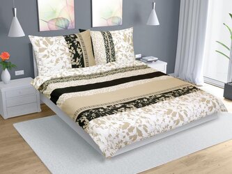 Povlečení bavlna na dvoudeku - béžové lístky - 180x220, 2ks 70x90 cm Povlečení bavlna na dvoudeku - béžové lístky - 180x220, 2ks 70x90 cm