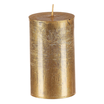 Svíčka sloupcovitá nižší - parafínový vosk, bez vůně, barva metalická zlatá.