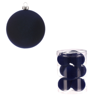 Kulaté sametové ozdoby - pr. 7 cm, modré, cena za balení (9 ks).