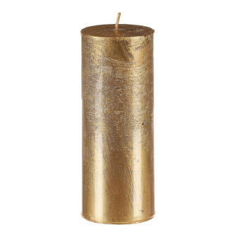 Svíčka sloupcovitá vyšší - parafínový vosk, bez vůně, barva metalická zlatá.