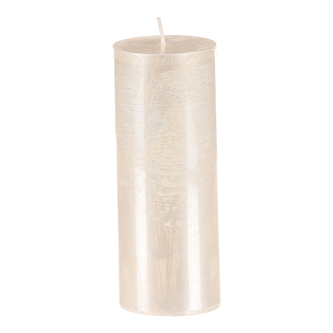 Svíčka sloupcovitá vyšší - parafínový vosk, bez vůně, barva metalická bílá.