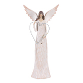 Anděl polyresinový - srdce s LED osvětlením, béžový