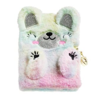 Deník "Back2Fun", duhový medvídek, plyš, se zámkem, APLI MR7493