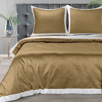 Povlečení DUO COLORE I. 100% bavlna zlatá/bílá 1x 220x200 cm, 2x povlak 70x80 cm francouzské povlečení MyBestHome