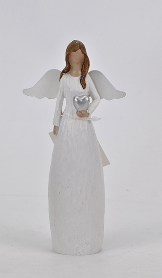 Bílý anděl se srdíčkem 16,5 cm II. jakost