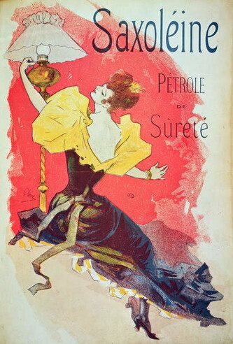 Obrazová reprodukce Poster advertising 'Saxoleine', safety lamp oil, Jules Cheret, 26.7 × 40 cm