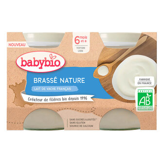 BABYBIO Brassé z francouzského mléka natur 2x130 g - NOVINKA 2021