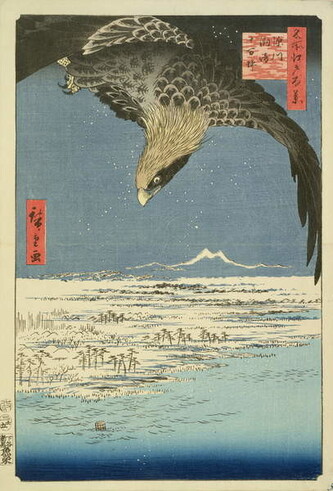 Obrazová reprodukce Eagle Over 100,000 Acre Plain at Susaki, Fukagawa ('Juman-tsubo'),, Ando or Utagawa Hiroshige, 26.7 × 40 cm