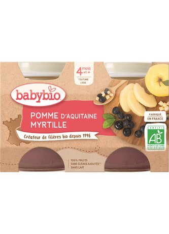 BABYBIO jablko borůvky 2x130 g
