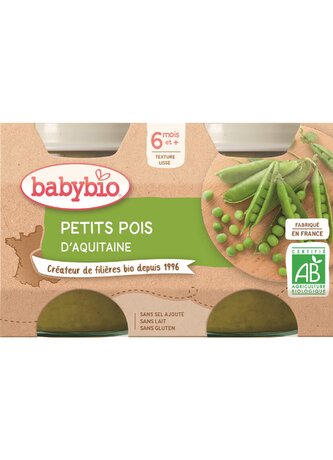 BABYBIO hrášek 2x130 g