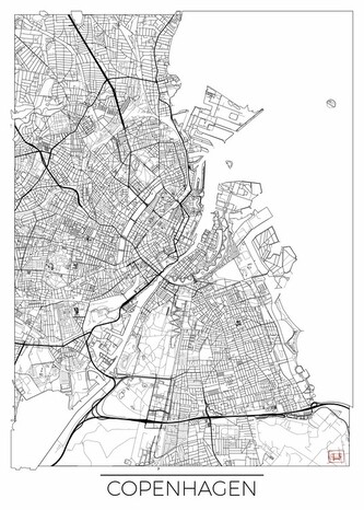 Mapa Copenhagen, Hubert Roguski, 30 × 40 cm