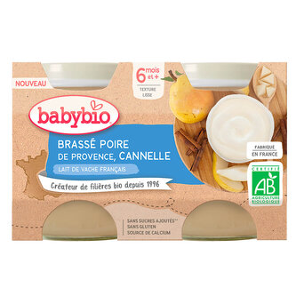 BABYBIO Brassé hruška skořice 2x130 g - NOVINKA 2021
