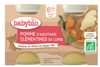 BABYBIO jablko s klementinkami 2x130 g