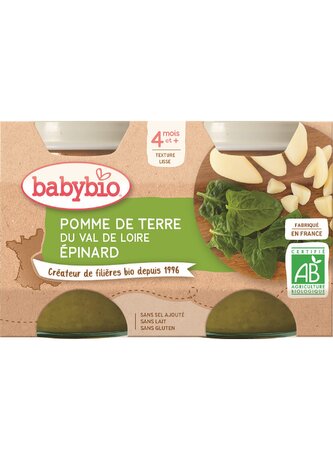 BABYBIO brambory se špenátem 2x130 g