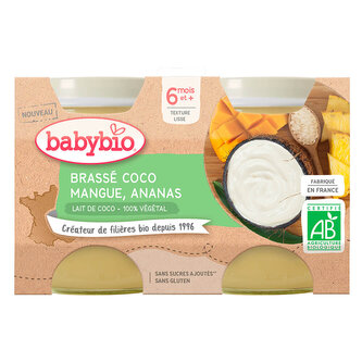 BABYBIO Brassé z kokosového mléka mango ananas 2x130 g - NOVINKA 2021