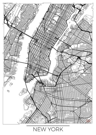 Mapa New York, Hubert Roguski, 30 × 40 cm