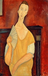 Obrazová reprodukce Woman with a Fan (Lunia Czechowska) 1919, Amedeo Modigliani, 24.6 × 40 cm