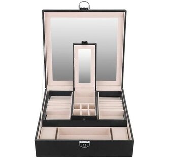 Šperkovnice se zrcadlem a klíčkem - černá