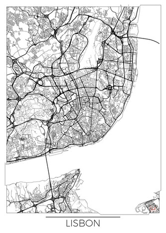 Mapa Lisbon, Hubert Roguski, 30 × 40 cm