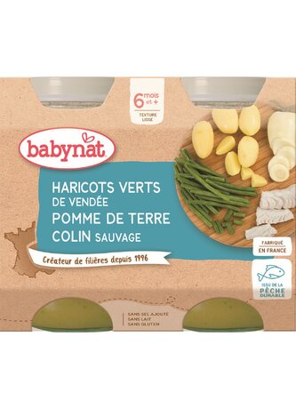 BABYNAT brambory a zelené fazolky s aljašskou treskou 2x200 g