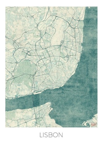 Mapa Lisbon, Hubert Roguski, 30 × 40 cm