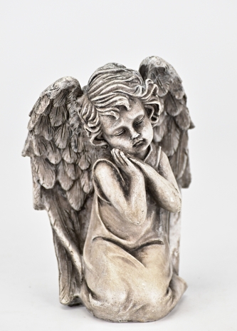 Smuteční dekorace anděl šedý 13x10x8 cm
