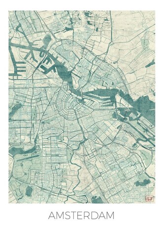 Mapa Amsterdam, Hubert Roguski, 30 × 40 cm