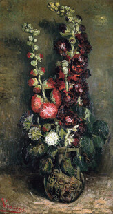 Obrazová reprodukce Vase of Hollyhocks, 1886, Vincent van Gogh, 22.2 × 40 cm