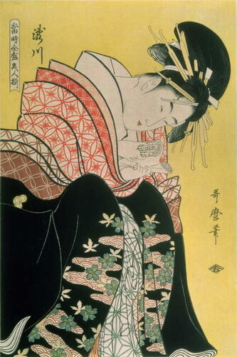 Obrazová reprodukce Takigawa from the Tea-House, Ogi, Kitagawa Utamaro, 26.7 × 40 cm