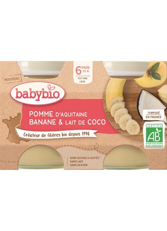 BABYBIO jablko banán s kokosovým mlékem 2 x 130 g