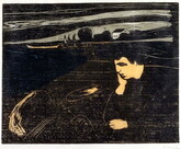 Obrazová reprodukce Evening, Melancholy: On the Beach, Munch, Edvard, 40 × 35 cm