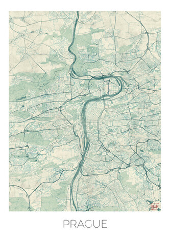 Mapa Prague, Hubert Roguski, 30 × 40 cm