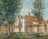 Obrazová reprodukce The Loing at Moret, September Morning, Alfred Sisley, 40 × 35 cm